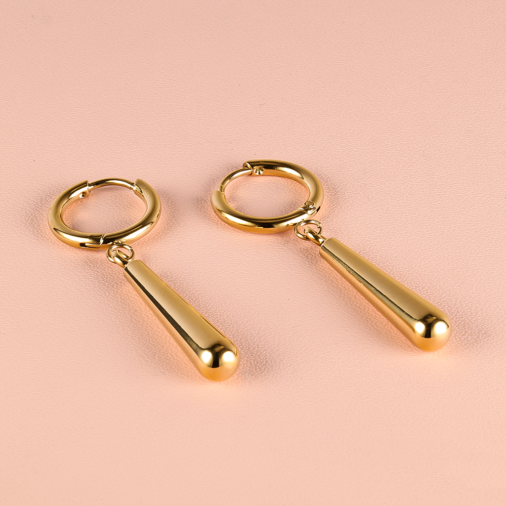 1 Pair Simple Style Classic Style Solid Color Polishing Plating 304 Stainless Steel 18K Gold Plated Drop Earrings display picture 22