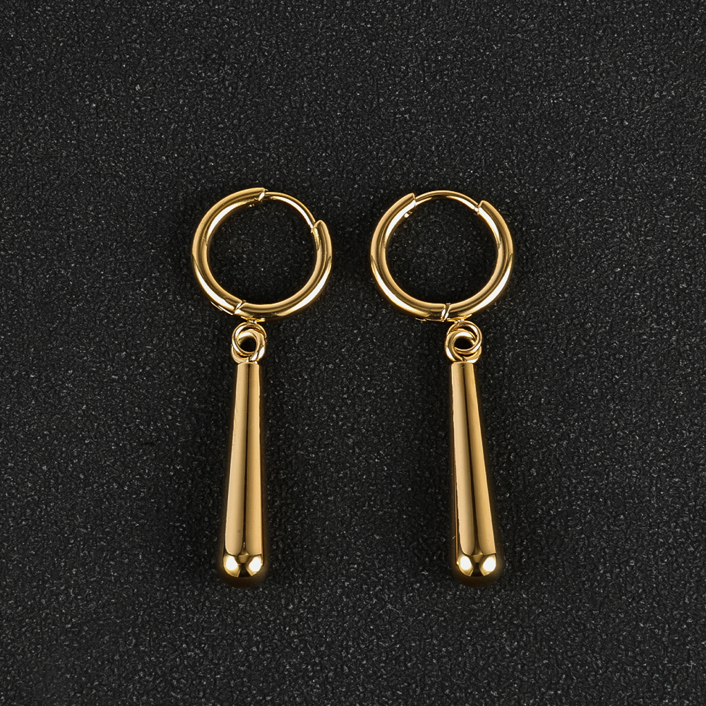 1 Pair Simple Style Classic Style Solid Color Polishing Plating 304 Stainless Steel 18K Gold Plated Drop Earrings display picture 24