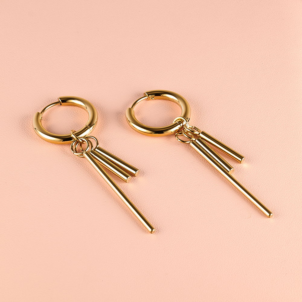 1 Pair Simple Style Classic Style Solid Color Polishing Plating 304 Stainless Steel 18K Gold Plated Drop Earrings display picture 31