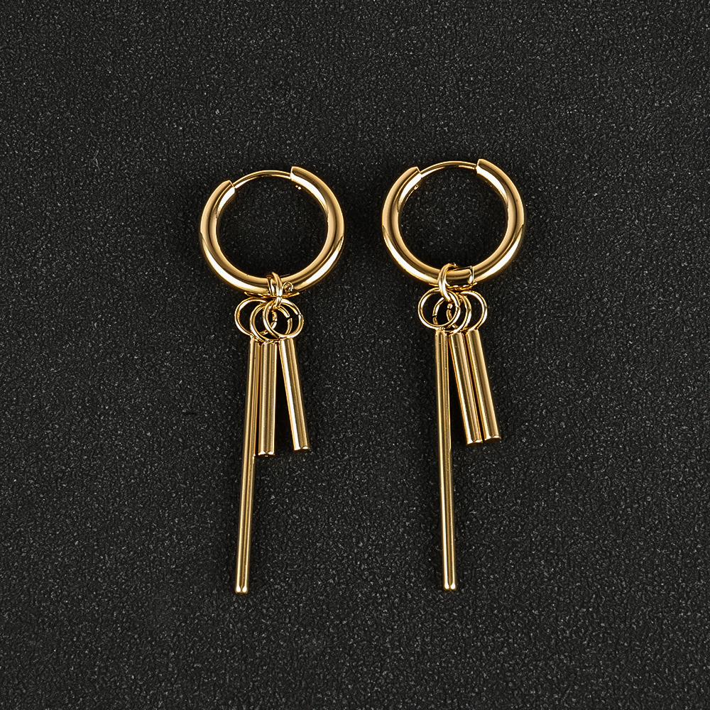 1 Pair Simple Style Classic Style Solid Color Polishing Plating 304 Stainless Steel 18K Gold Plated Drop Earrings display picture 32