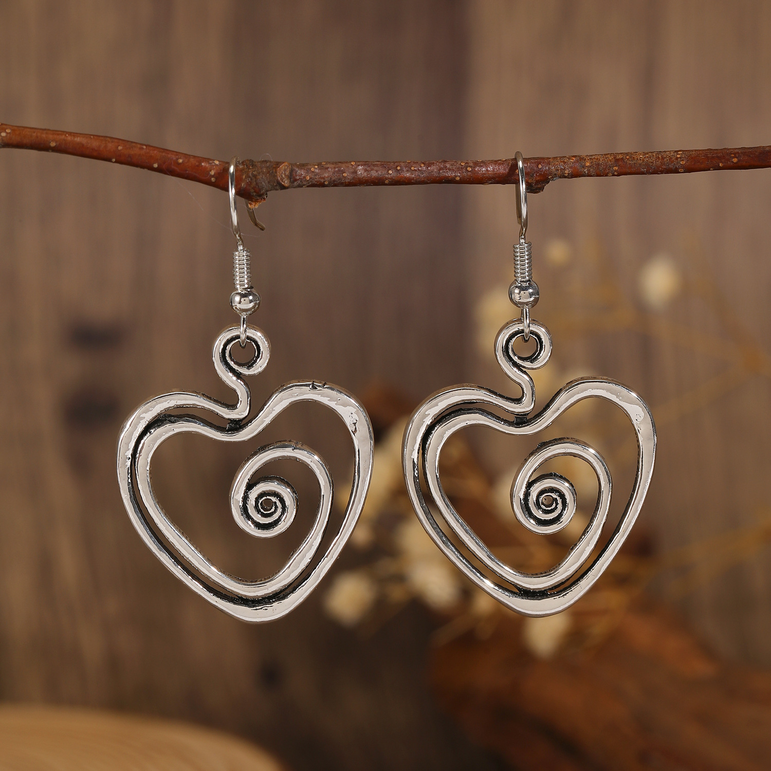 1 Pair Vintage Style Spiral Alloy Drop Earrings display picture 4