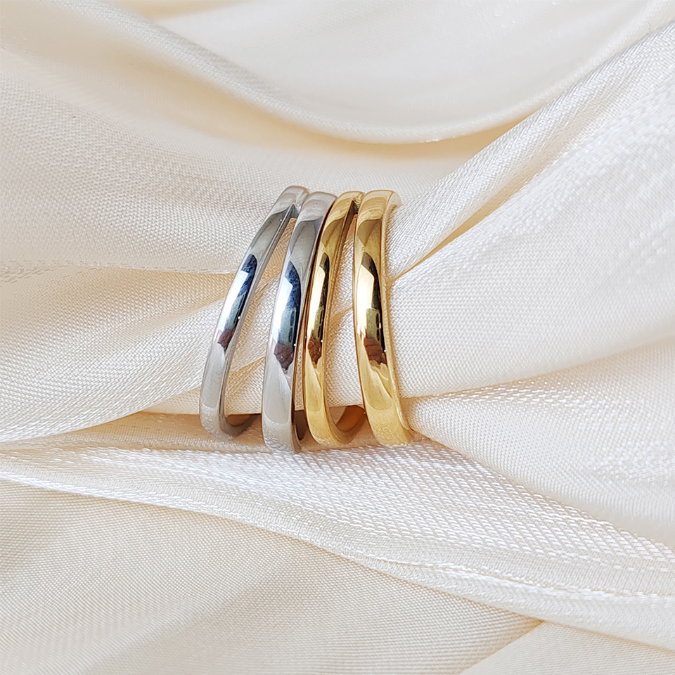 304 Stainless Steel 14K Gold Plated Silver Plated Modern Style Commute Solid Color Adjustable Ring Open Rings display picture 8