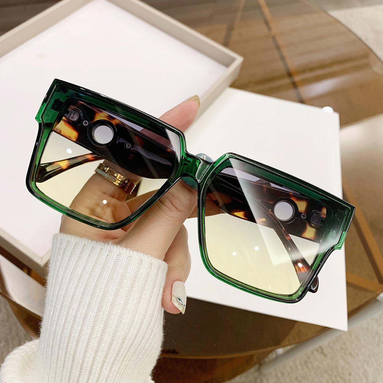 Hip-Hop Streetwear Color Block Pc Square Full Frame Women's Sunglasses display picture 1