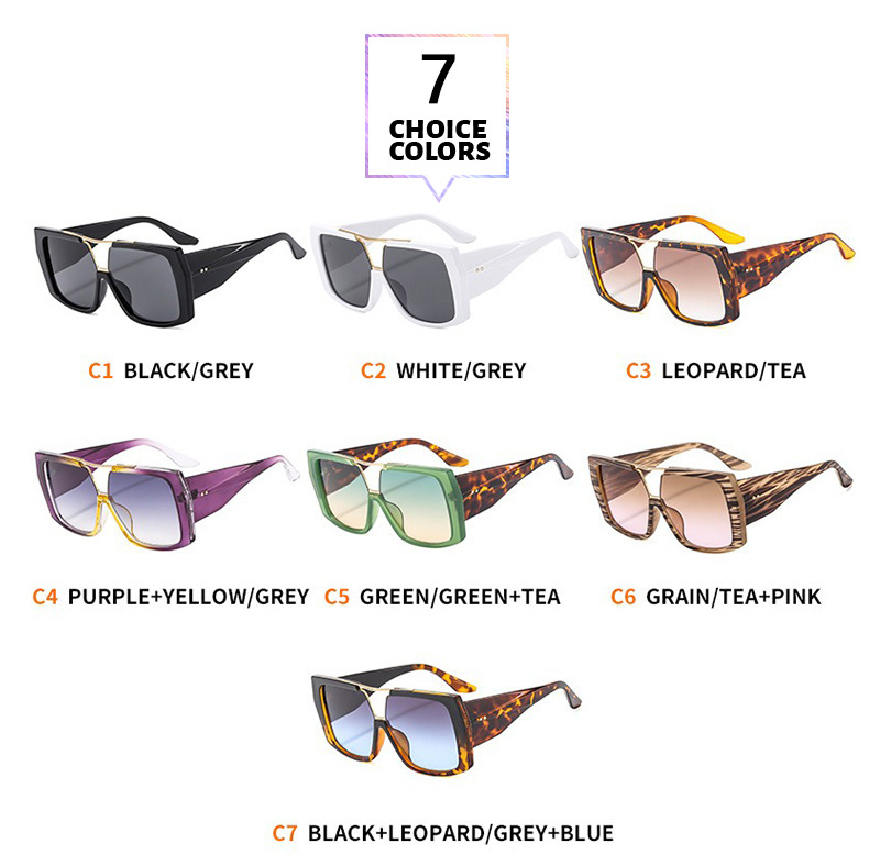 Elegant Simple Style Color Block Leopard Pc Toad Glasses Full Frame Women's Sunglasses display picture 3