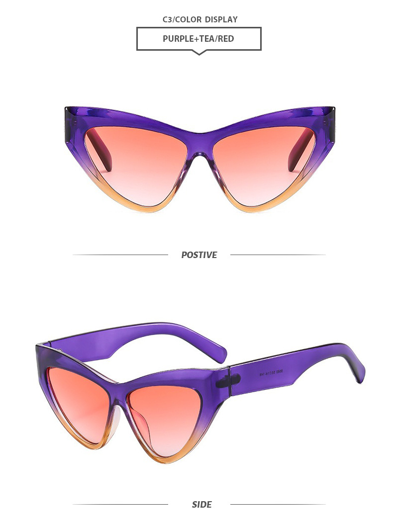 Elegant Simple Style Color Block Pc Cat Eye Full Frame Women's Sunglasses display picture 8