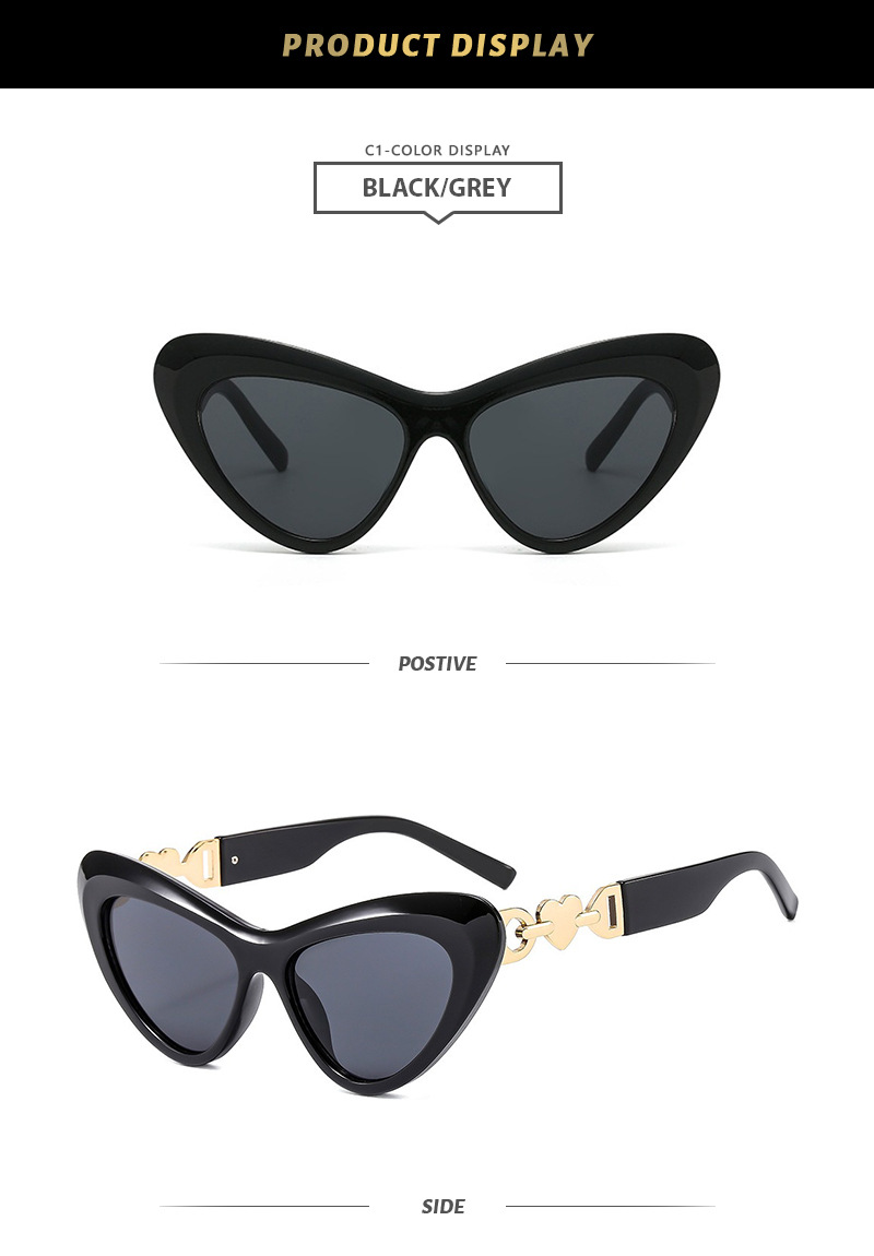 Hip-Hop Simple Style Gradient Color Heart Shape Leopard Pc Cat Eye Full Frame Women's Sunglasses display picture 6