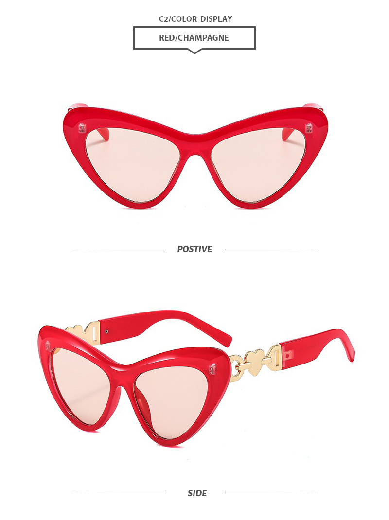 Hip-Hop Simple Style Gradient Color Heart Shape Leopard Pc Cat Eye Full Frame Women's Sunglasses display picture 7