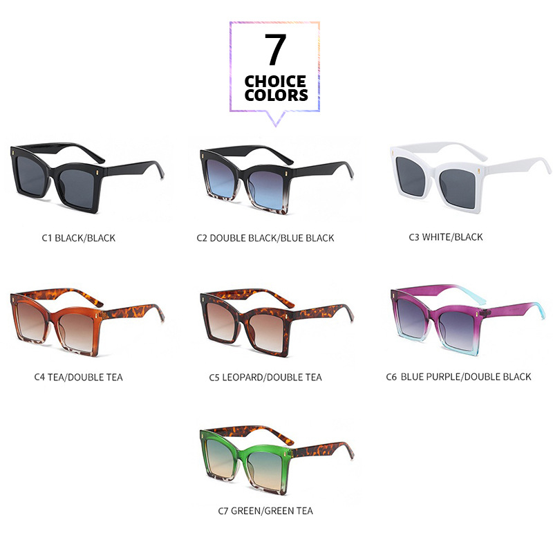 Elegant Simple Style Color Block Pc Square Full Frame Women's Sunglasses display picture 3