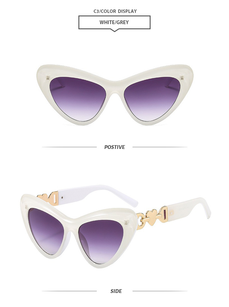 Hip-Hop Simple Style Gradient Color Heart Shape Leopard Pc Cat Eye Full Frame Women's Sunglasses display picture 8