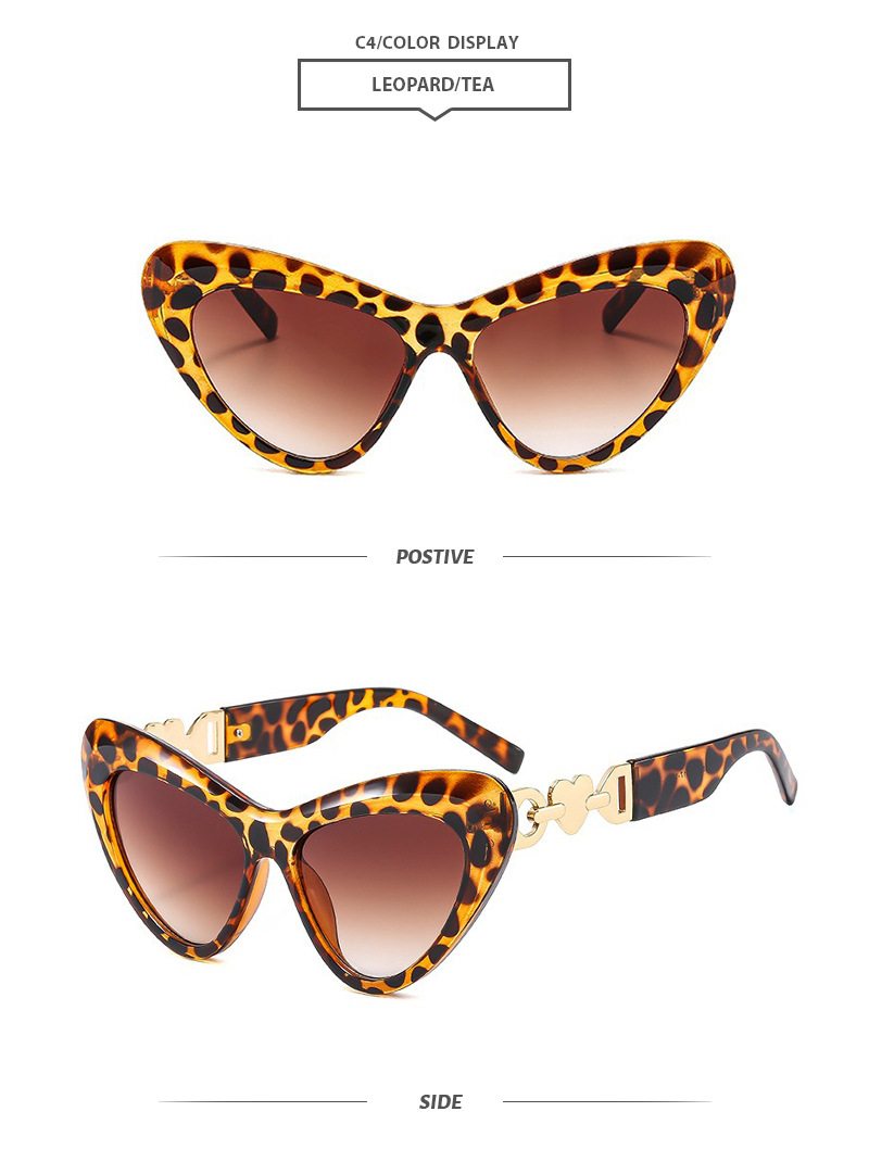 Hip-Hop Simple Style Gradient Color Heart Shape Leopard Pc Cat Eye Full Frame Women's Sunglasses display picture 9