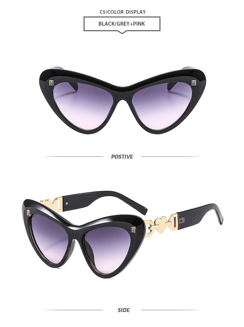Hip-Hop Simple Style Gradient Color Heart Shape Leopard Pc Cat Eye Full Frame Women's Sunglasses display picture 10