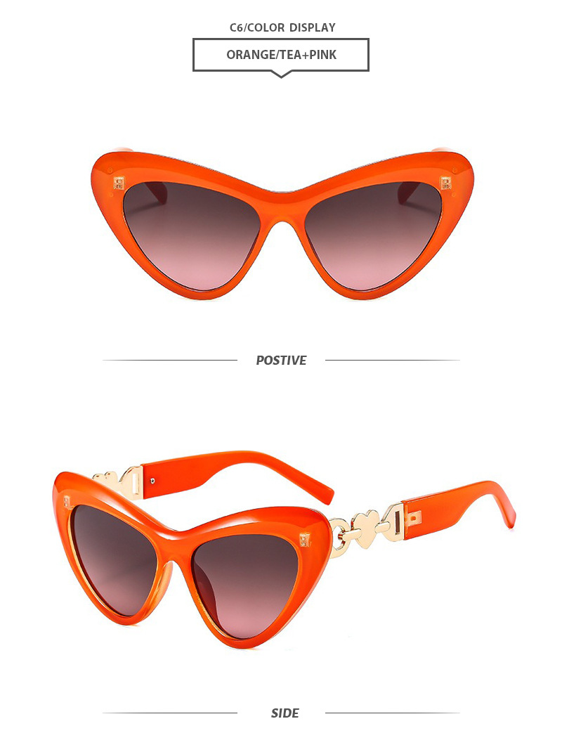 Hip-Hop Simple Style Gradient Color Heart Shape Leopard Pc Cat Eye Full Frame Women's Sunglasses display picture 11