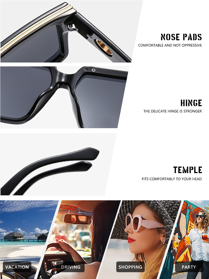 Hip-Hop Streetwear Color Block Pc Square Full Frame Women's Sunglasses display picture 13