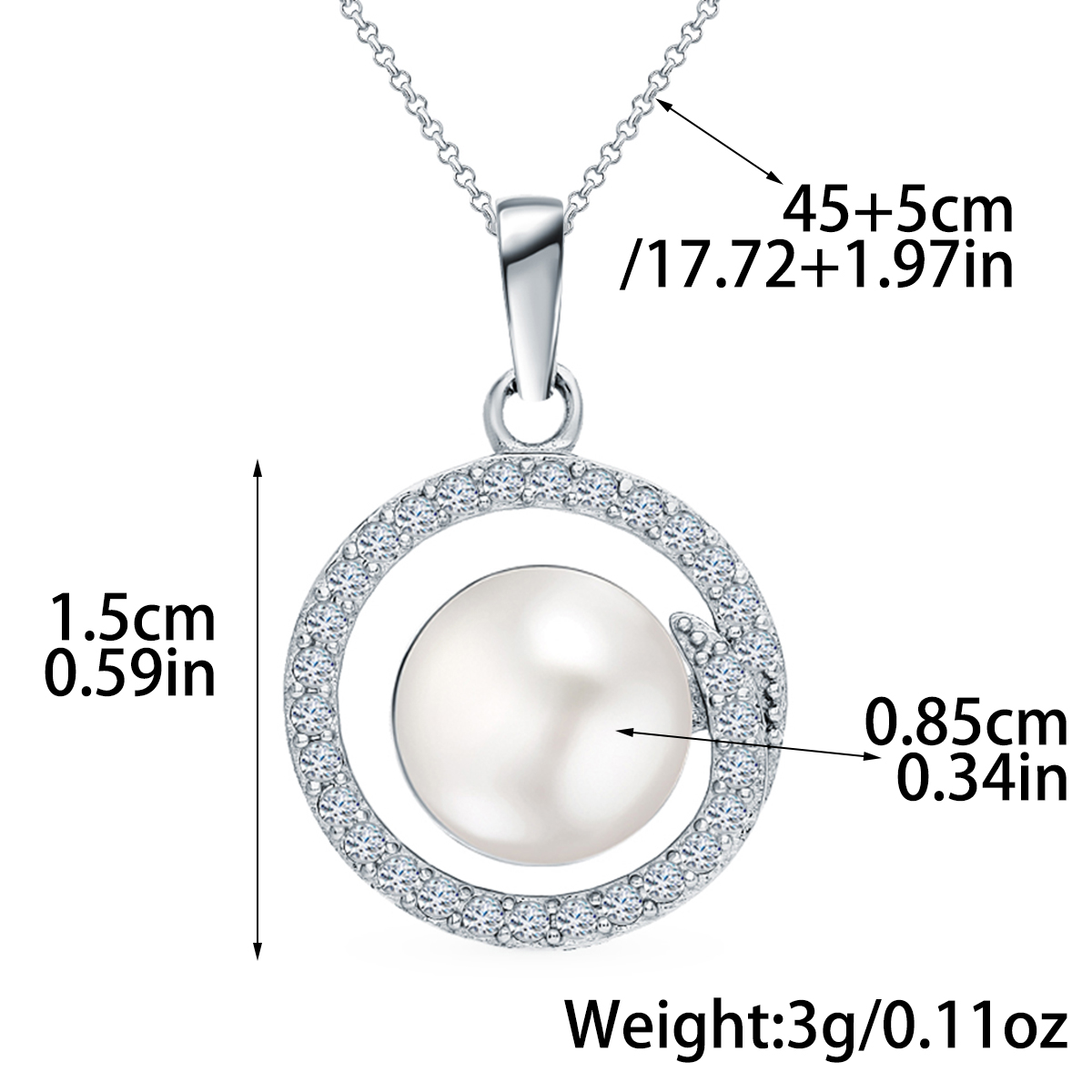 Elegant Romantic Round White Gold Plated Pearl Beads Sterling Silver Wholesale Rings Earrings Necklace display picture 2