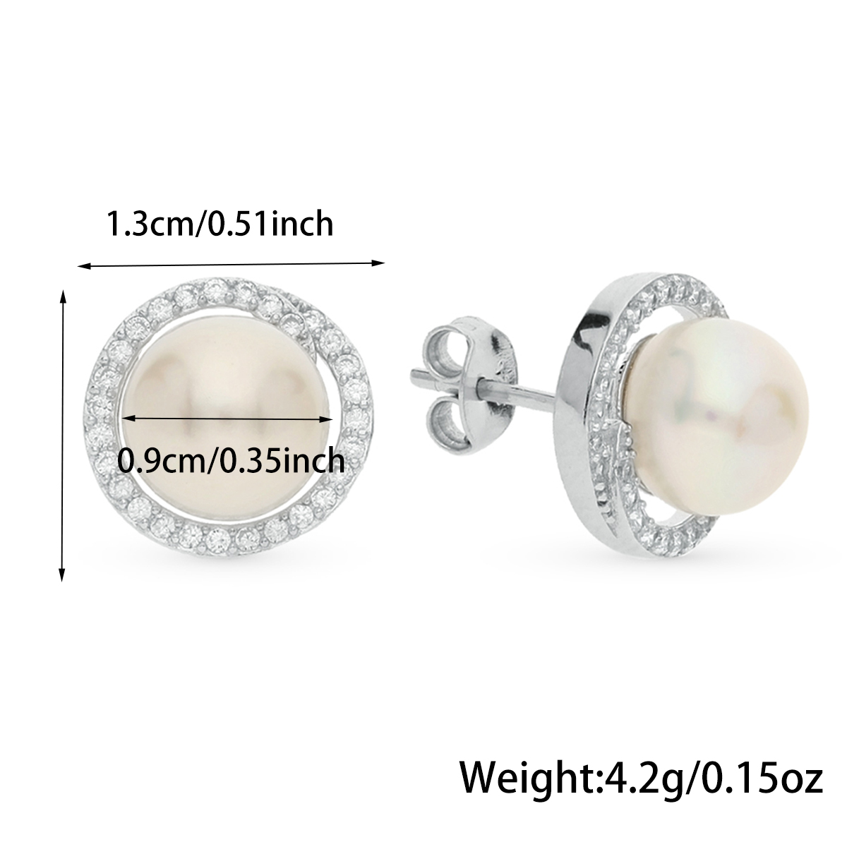 Elegant Romantic Round White Gold Plated Pearl Beads Sterling Silver Wholesale Rings Earrings Necklace display picture 3