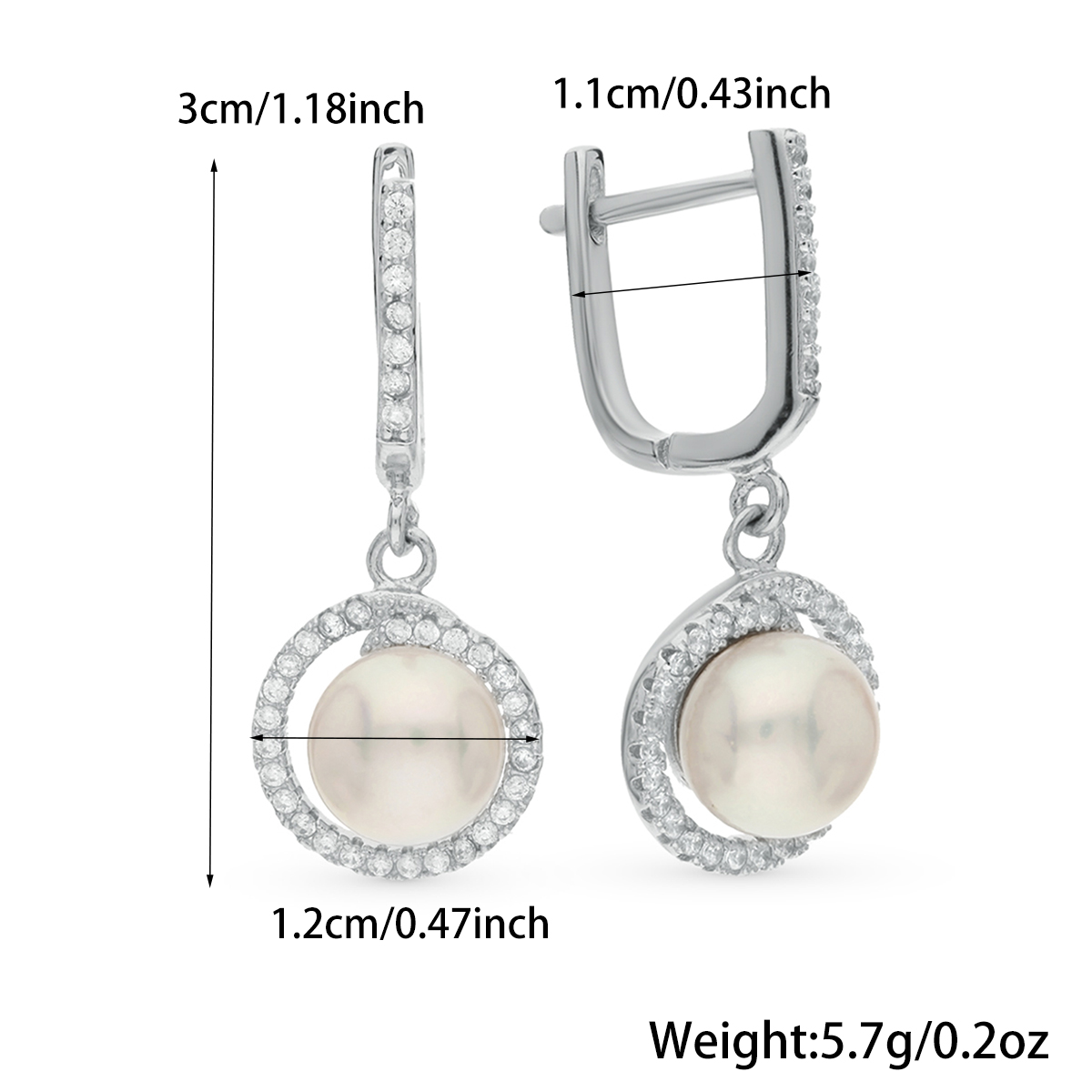 Elegant Romantic Round White Gold Plated Pearl Beads Sterling Silver Wholesale Rings Earrings Necklace display picture 4