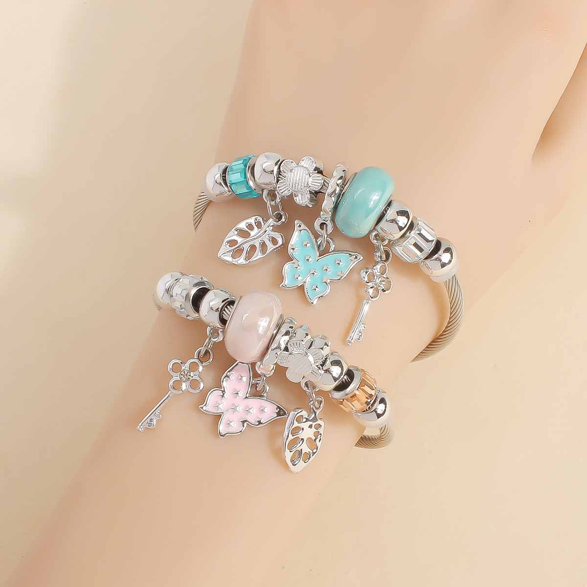 IG Style Elegant Korean Style Star Moon Butterfly 304 Stainless Steel Zircon Bangle In Bulk display picture 2