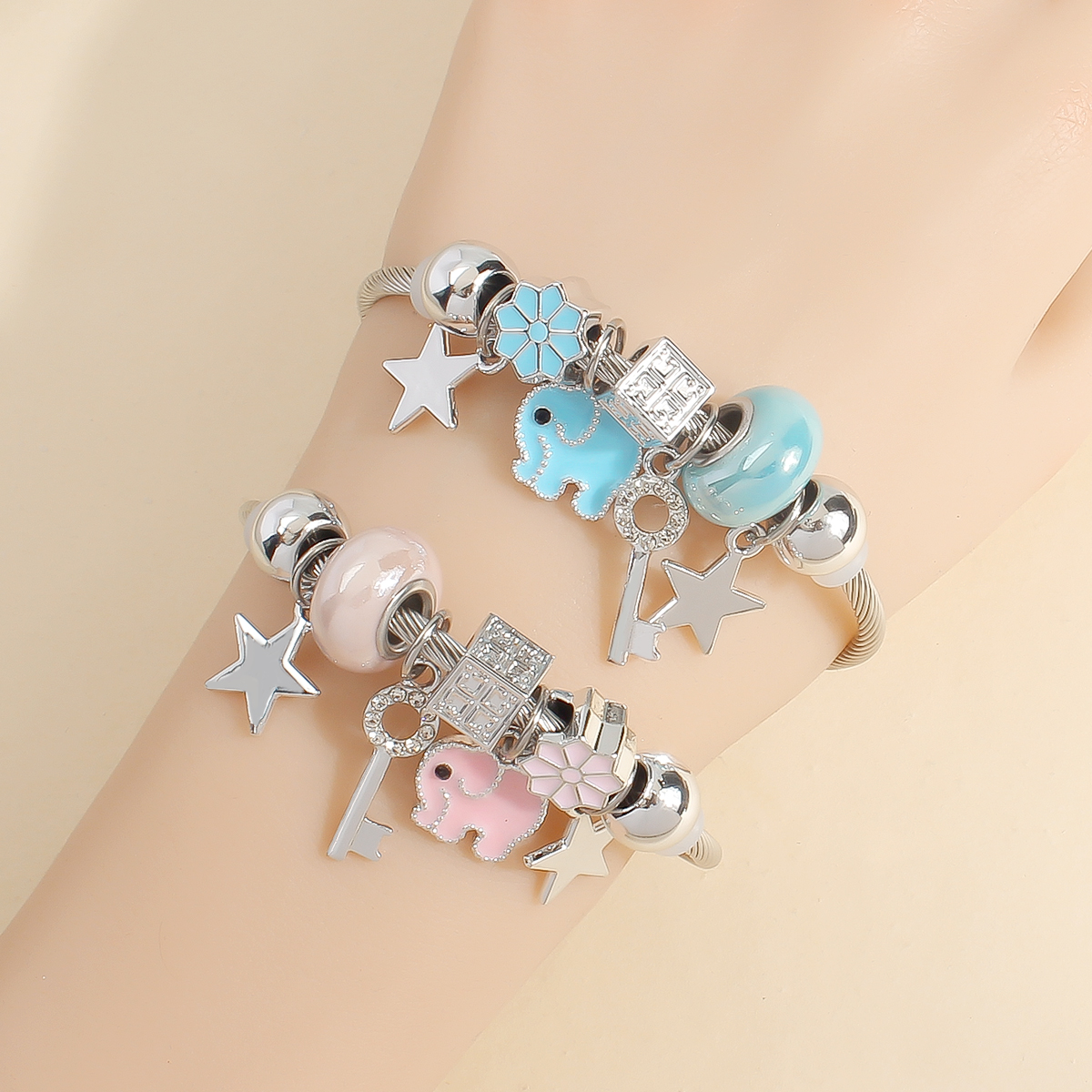 IG Style Elegant Korean Style Star Moon Butterfly 304 Stainless Steel Zircon Bangle In Bulk display picture 4