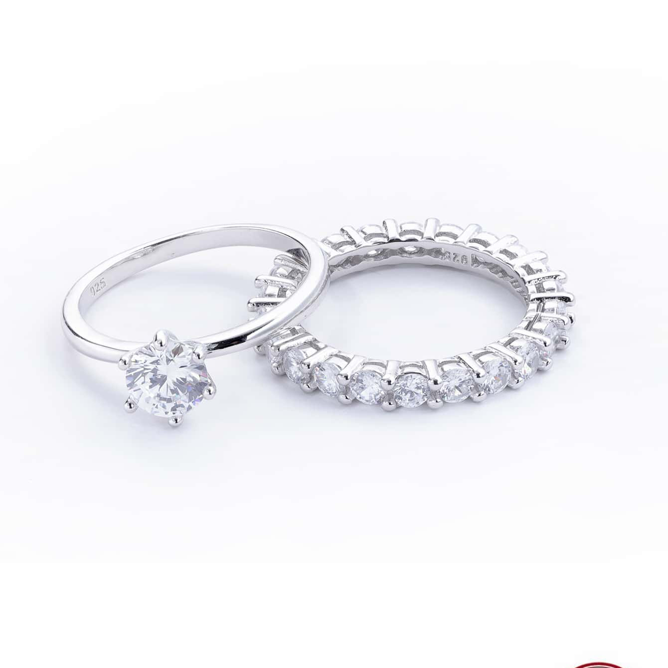 Sterling Silver White Gold Plated Elegant Romantic Shiny Plating Inlay Round Zircon Rings display picture 1