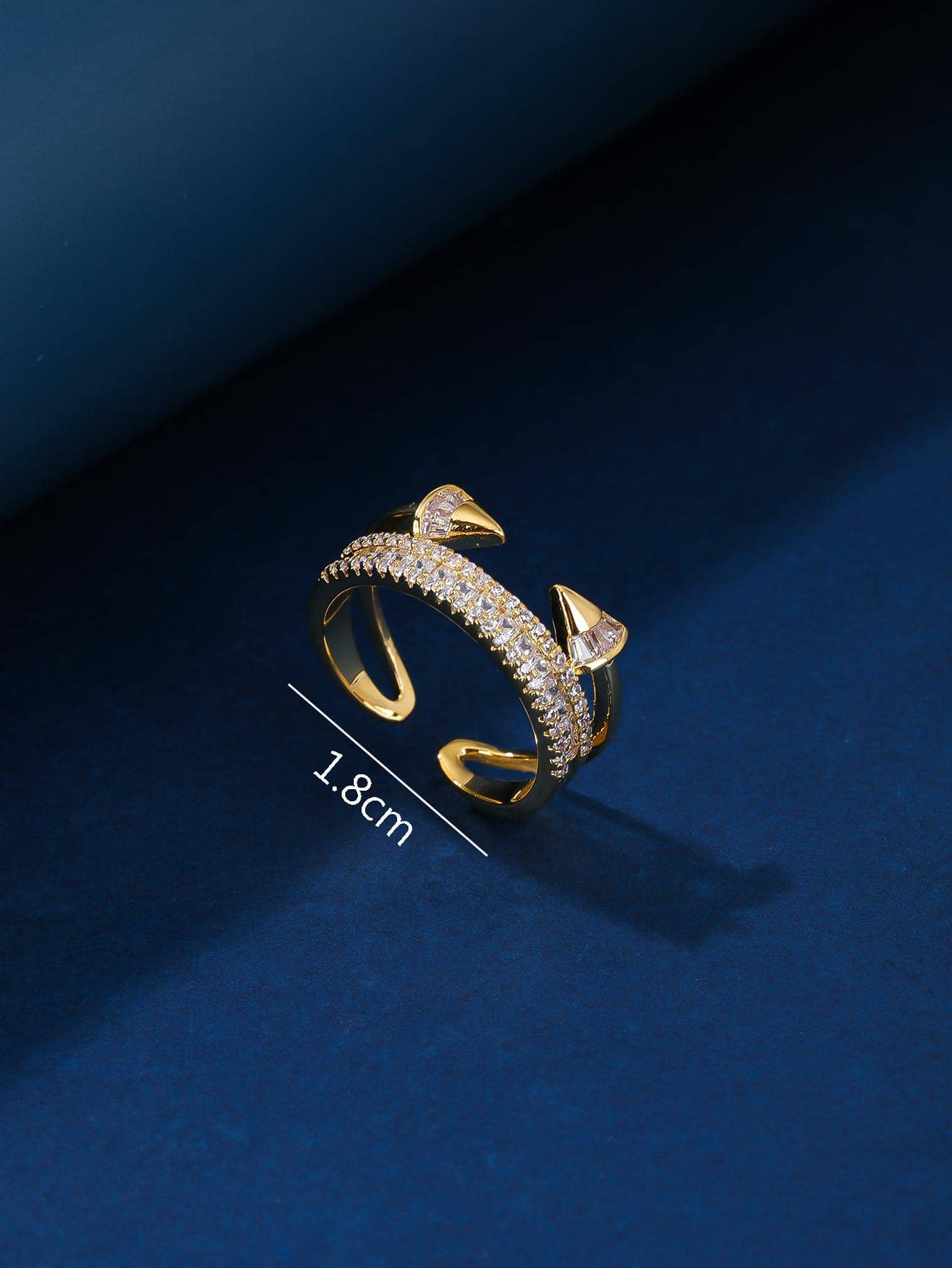 Kupfer Lässig Elegant Glänzend Überzug Inlay Geometrisch Zirkon Offener Ring display picture 9