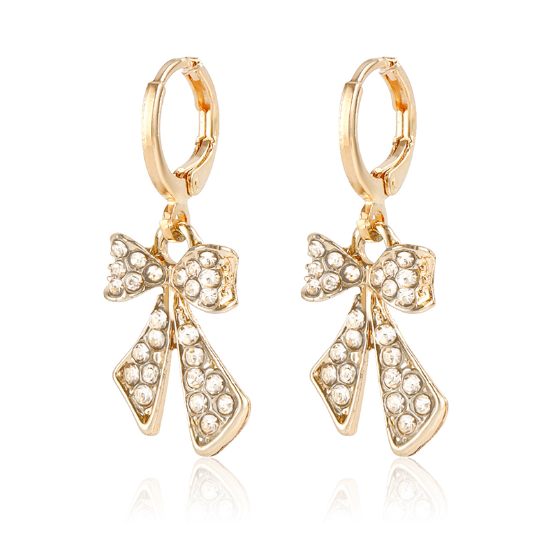 1 Pair Elegant Luxurious Bow Knot Plating Inlay Alloy Zircon Drop Earrings display picture 1