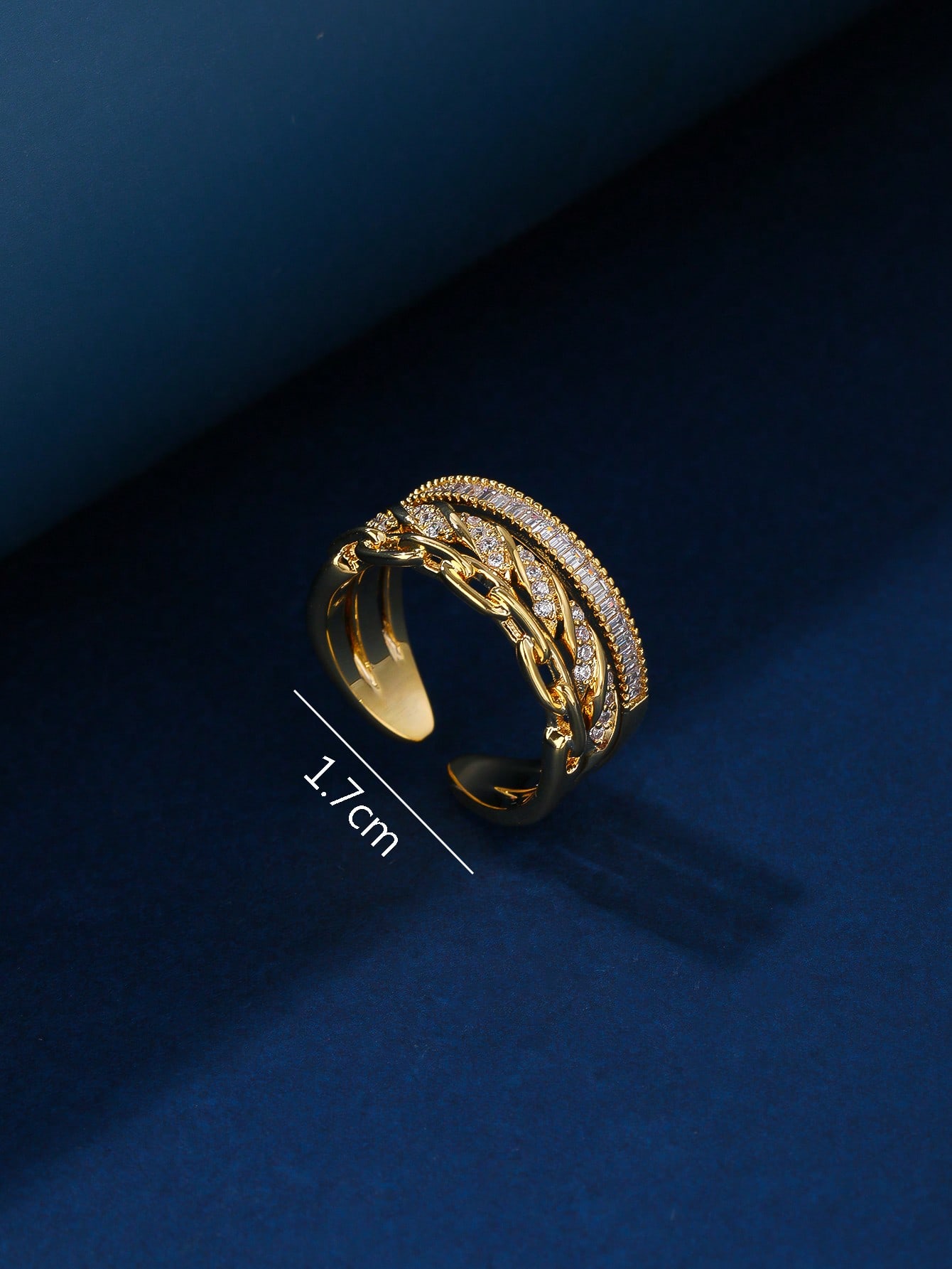 Kupfer Lässig Elegant Glänzend Überzug Inlay Geometrisch Zirkon Offener Ring display picture 13