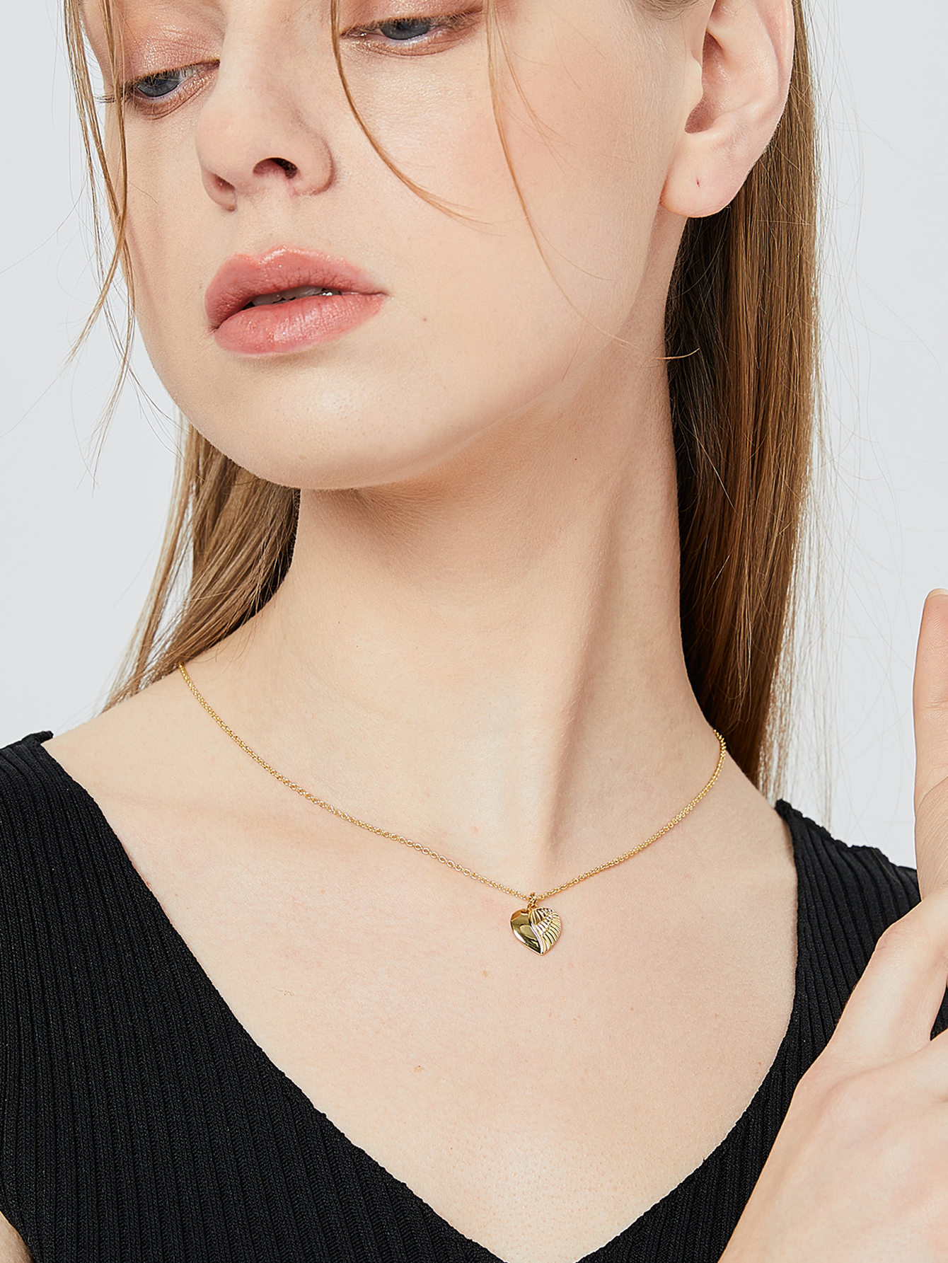 Cobre Chapados en oro de 18k Estilo Simple Perla Embutido Forma De Corazón Color Sólido Circón Collar display picture 19