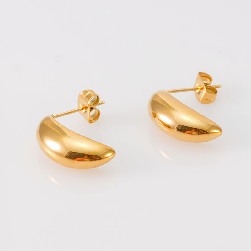 1 Pair Simple Style Classic Style Solid Color Plating 304 Stainless Steel 18K Gold Plated Ear Studs display picture 1