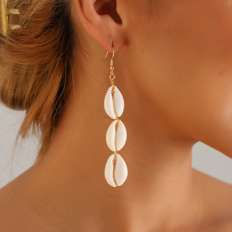 1 Pair Casual Hawaiian Vacation Shell Alloy Shell Drop Earrings display picture 3