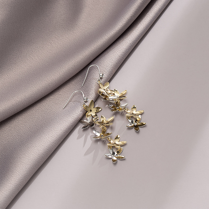 1 Pair Elegant Sweet Shiny Flower Copper Drop Earrings display picture 4