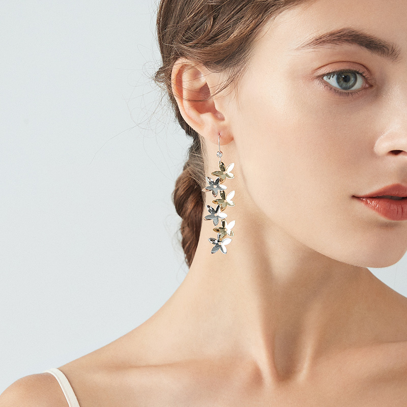 1 Pair Elegant Sweet Shiny Flower Copper Drop Earrings display picture 2