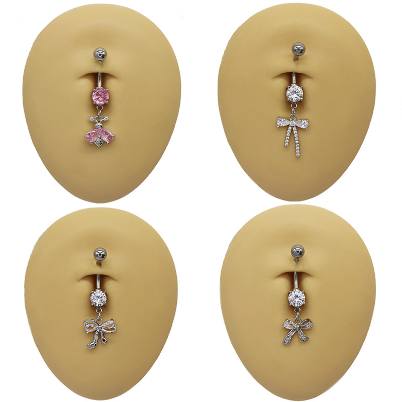 Casual Vacation Bow Knot 316 Stainless Steel  Alloy Plating Inlay Resin Rhinestones Pearl White Gold Plated Gold Plated Women's Belly Ring display picture 6