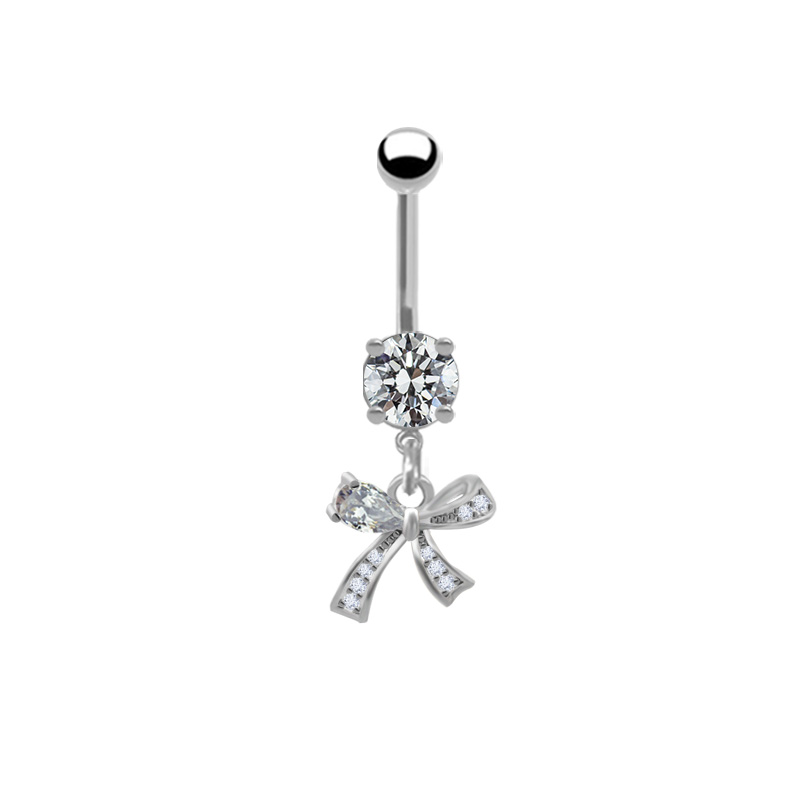 Casual Vacation Bow Knot 316 Stainless Steel  Alloy Plating Inlay Resin Rhinestones Pearl White Gold Plated Gold Plated Women's Belly Ring display picture 2