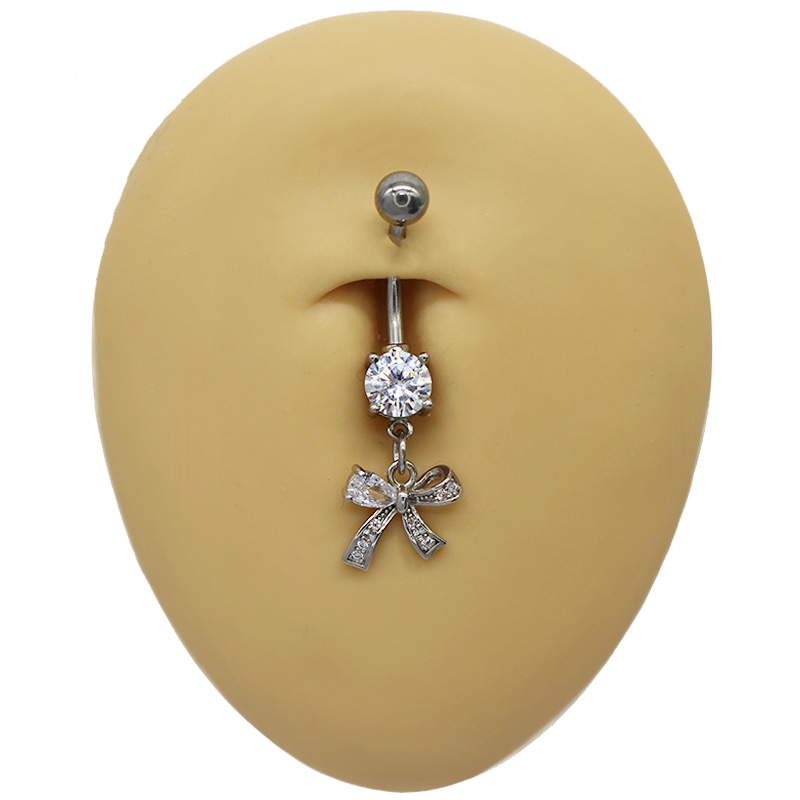 Casual Vacation Bow Knot 316 Stainless Steel  Alloy Plating Inlay Resin Rhinestones Pearl White Gold Plated Gold Plated Women's Belly Ring display picture 11
