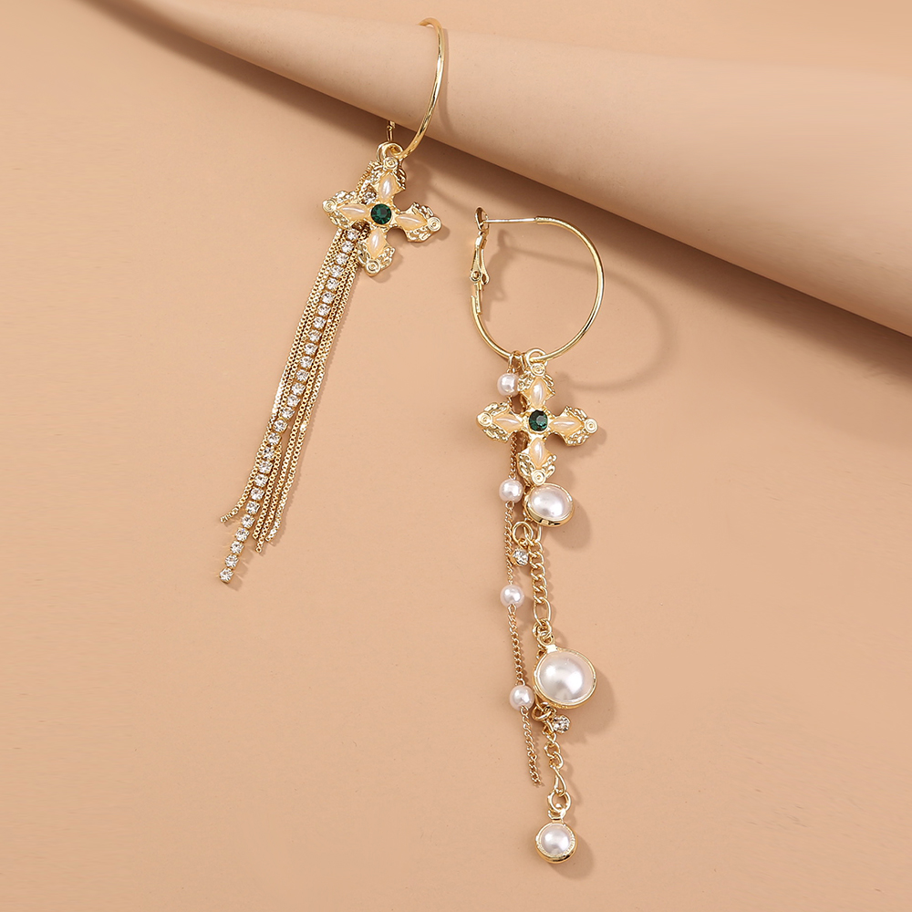 1 Pair Elegant Luxurious Flower Inlay Artificial Pearl Resin Copper Artificial Pearls Drop Earrings display picture 3