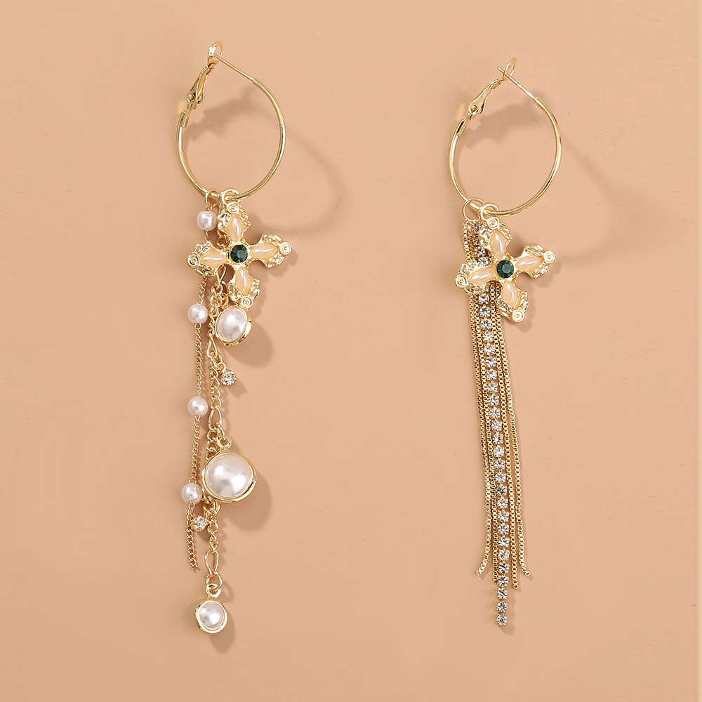 1 Pair Elegant Luxurious Flower Inlay Artificial Pearl Resin Copper Artificial Pearls Drop Earrings display picture 2