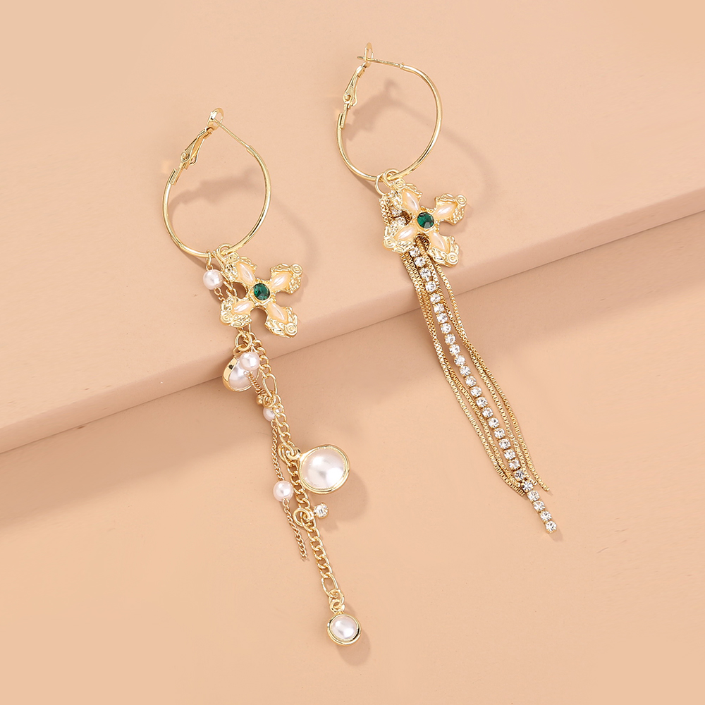 1 Pair Elegant Luxurious Flower Inlay Artificial Pearl Resin Copper Artificial Pearls Drop Earrings display picture 4