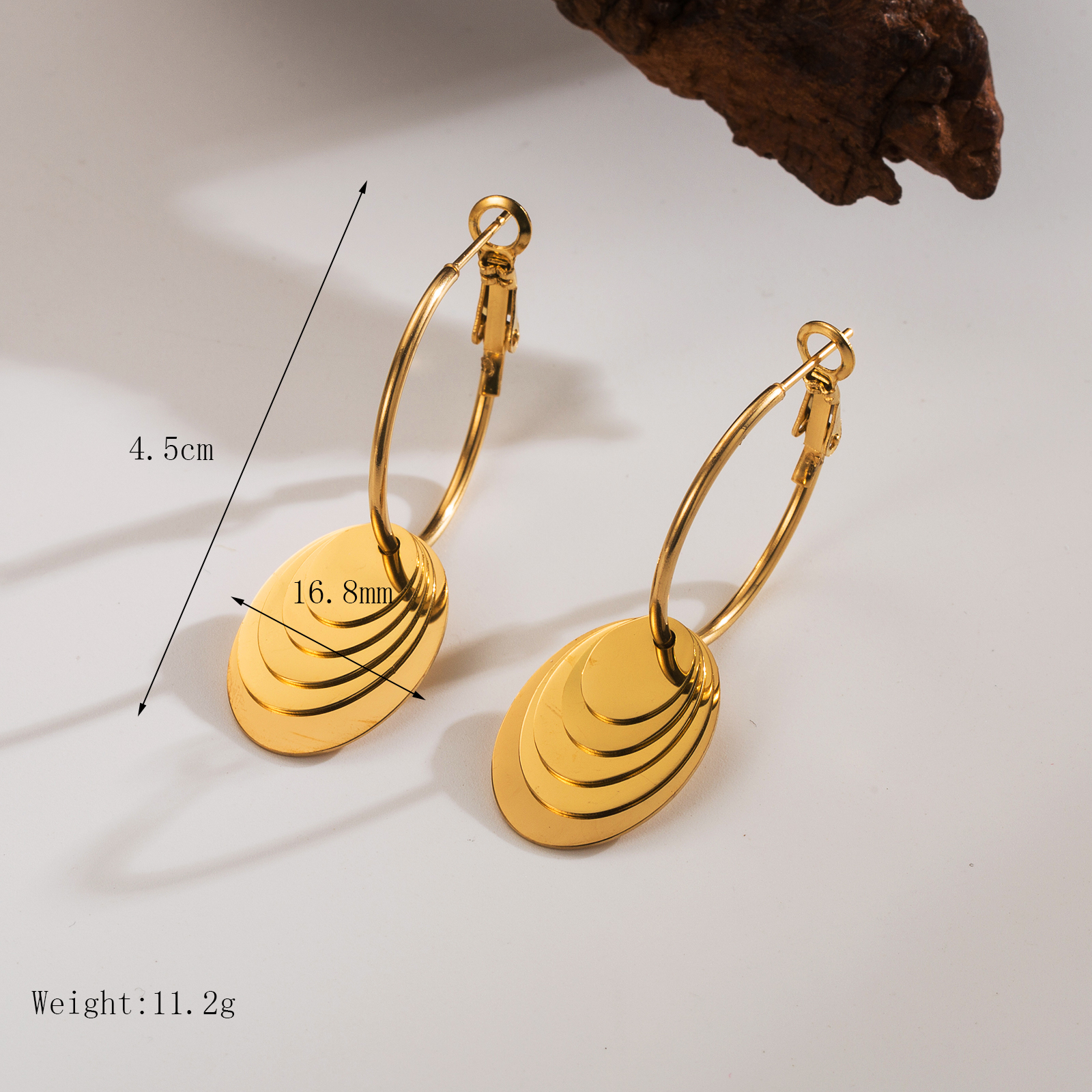 1 Pair Simple Style Classic Style Solid Color Plating 304 Stainless Steel 18K Gold Plated Hoop Earrings display picture 1