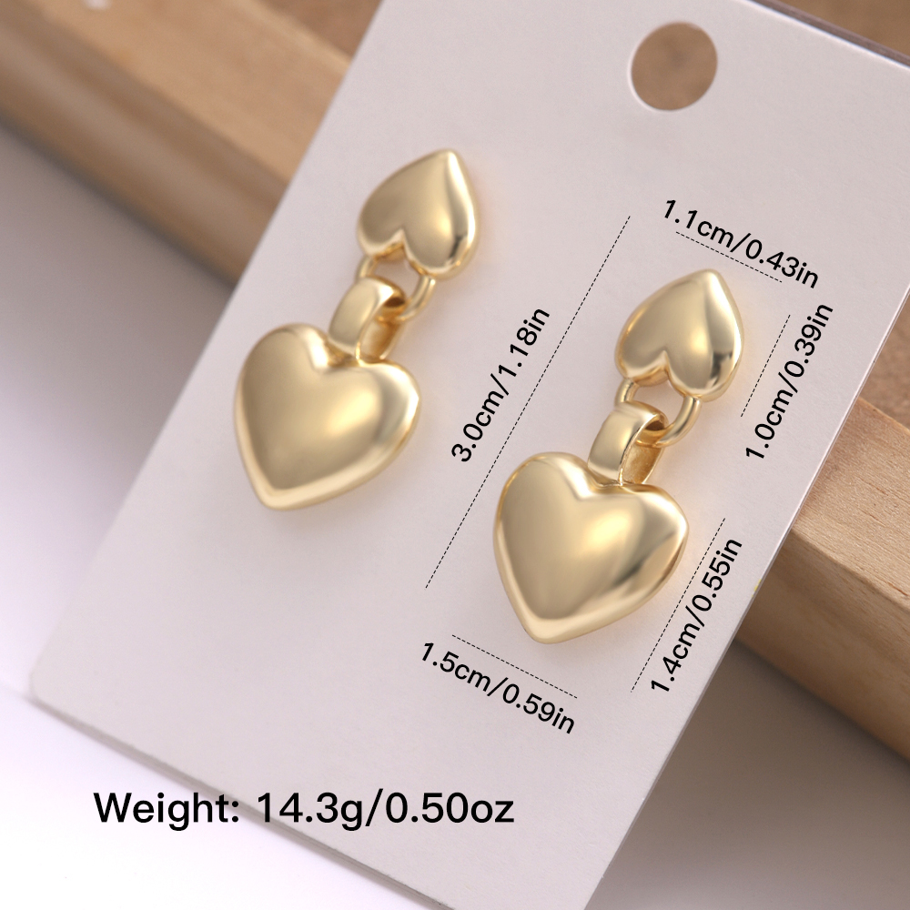 1 Par Elegante Forma De Corazón Enchapado Cobre Chapados en oro de 18k Pendientes De Gota display picture 4