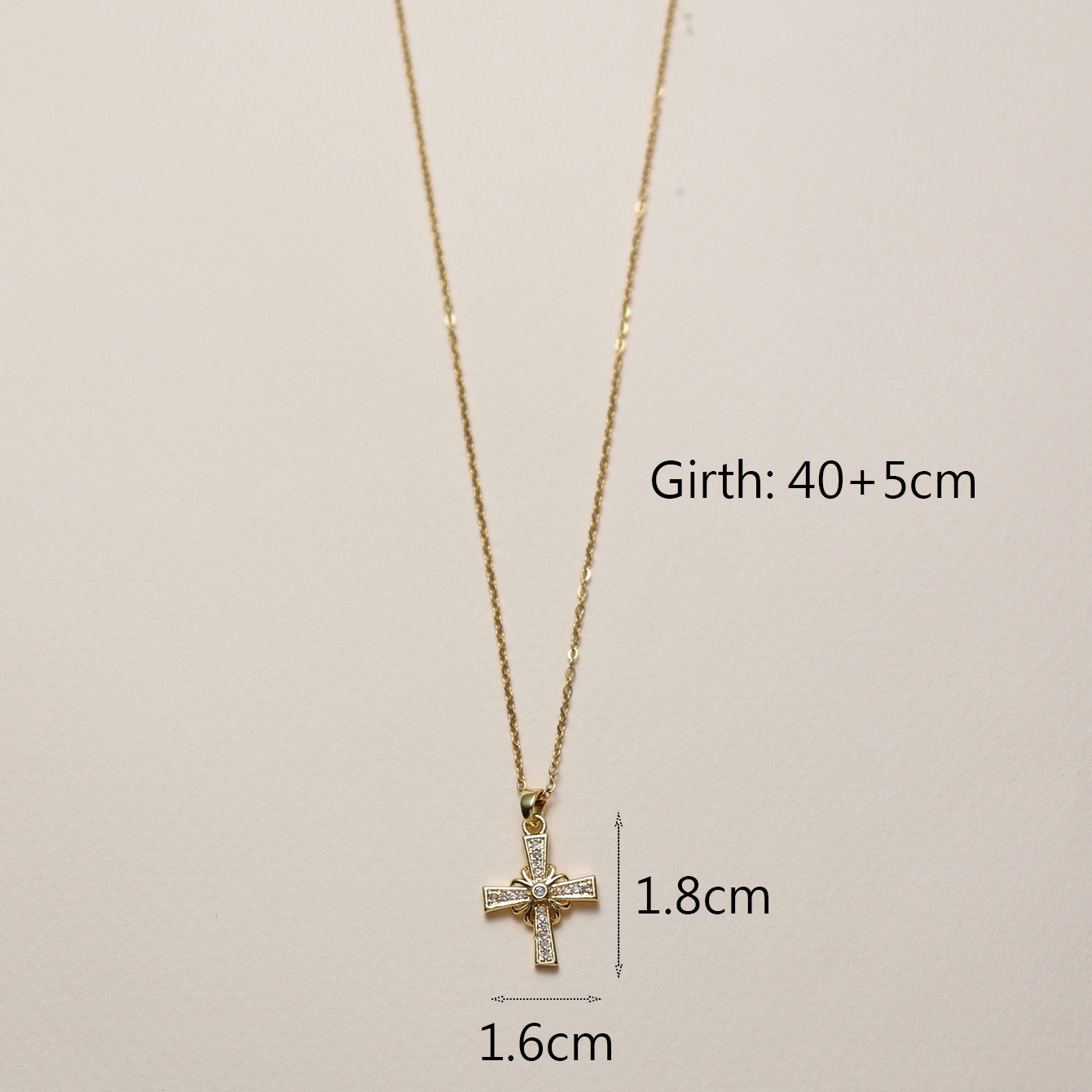 Kupfer 18 Karat Vergoldet Einfacher Stil Klassischer Stil Inlay Kreuzen Zirkon Halskette Mit Anhänger display picture 4