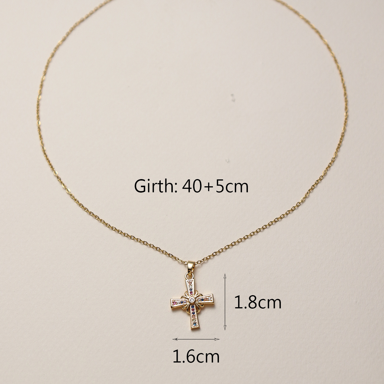 Copper 18K Gold Plated Simple Style Classic Style Inlay Cross Zircon Pendant Necklace display picture 9