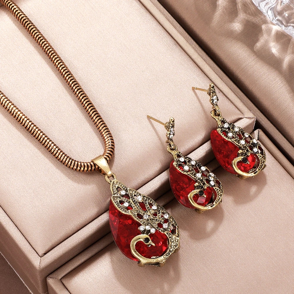 Casual Simple Style Peacock Water Droplets Gold Plated Alloy Crystal Alloy Wholesale Jewelry Set display picture 5