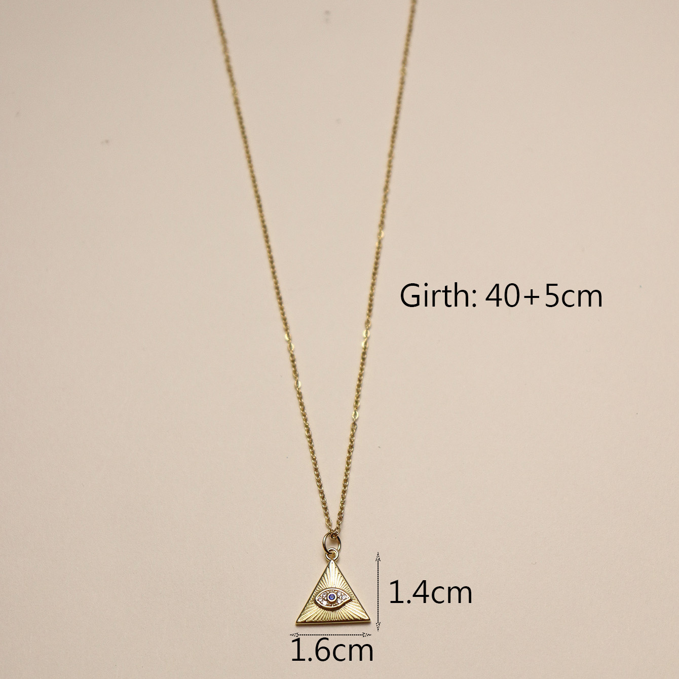 Wholesale IG Style Classic Style Triangle Palm Eye Copper Inlay 18K Gold Plated Natural Stone Zircon Pendant Necklace display picture 17