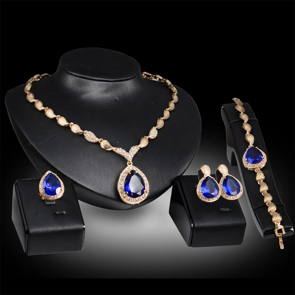 Casual Simple Style Peacock Water Droplets Gold Plated Alloy Crystal Alloy Wholesale Jewelry Set display picture 7