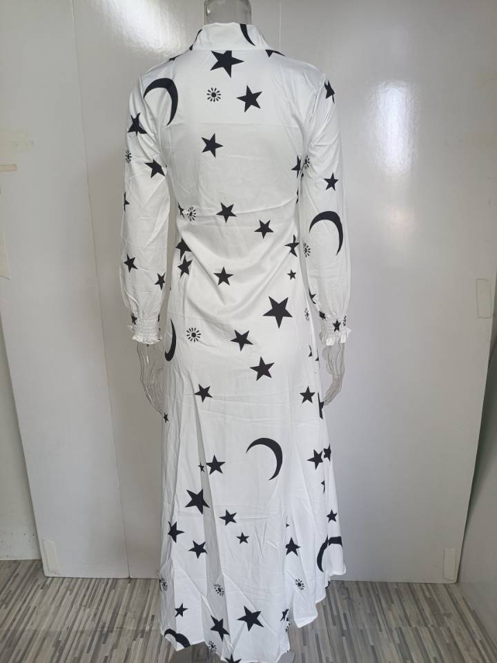 Women's Shirt Dress Casual Shirt Collar Printing Long Sleeve Printing Maxi Long Dress Daily display picture 2