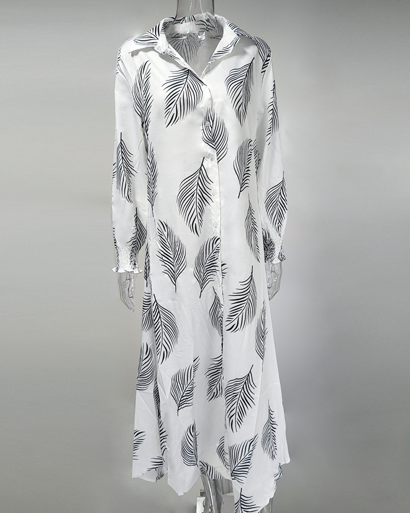 Women's Shirt Dress Casual Shirt Collar Printing Long Sleeve Printing Maxi Long Dress Daily display picture 4