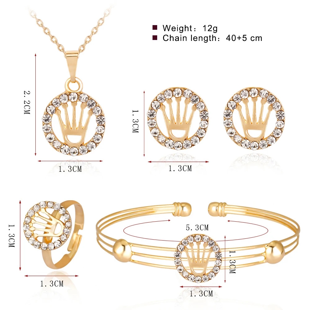 Casual Hip-Hop Luxurious Geometric Heart Shape Crown Gold Plated Artificial Pearls Crystal Alloy Wholesale Jewelry Set display picture 12