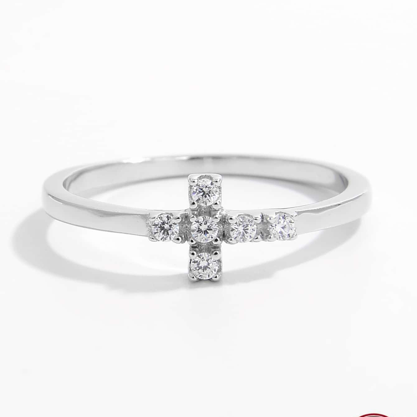 Sterling Silver White Gold Plated Elegant Romantic Solid Color Plating Inlay Cross Zircon Rings display picture 1