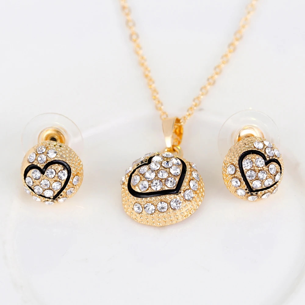 Casual Hip-Hop Luxurious Geometric Heart Shape Crown Gold Plated Artificial Pearls Crystal Alloy Wholesale Jewelry Set display picture 25