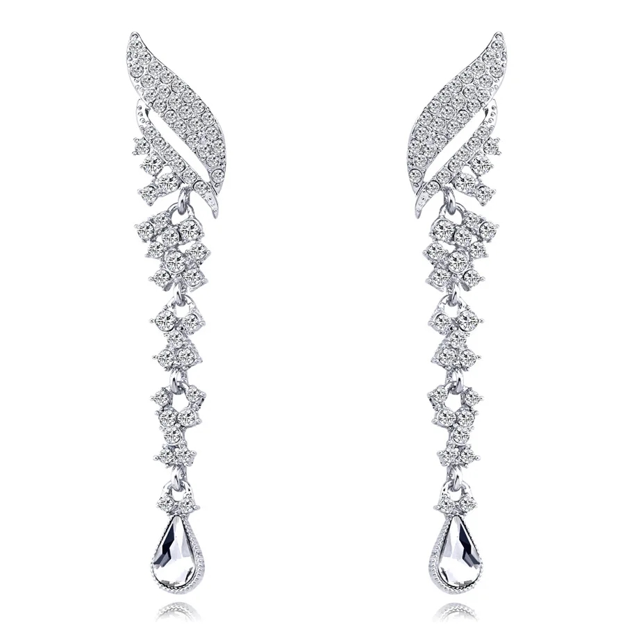 1 Pair Elegant Business Shiny Tassel Inlay Alloy Crystal Rhinestones Gold Plated Drop Earrings display picture 1
